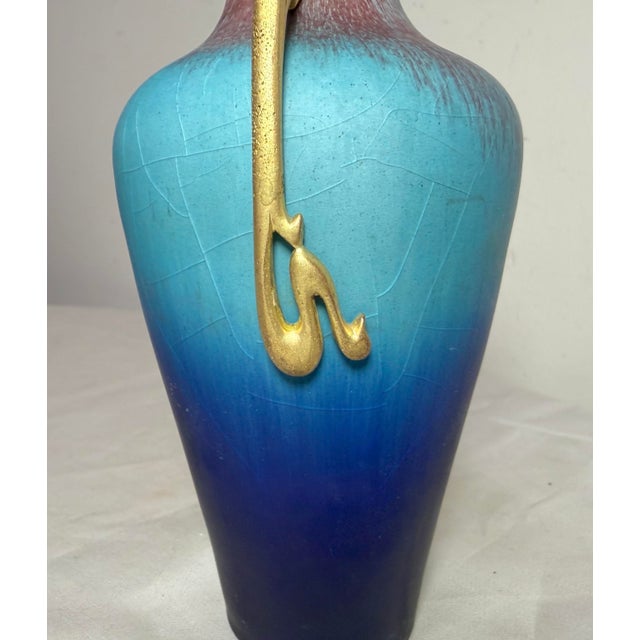 Antique Eugene Baudin French Bronze Mount Art Pottery Art Nouveau Vase 1843-1907 For Sale - Image 10 of 12