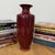 Deep Red Glazed Ceramic Vase with Tall Flared Form For Sale - Image 4 of 9
