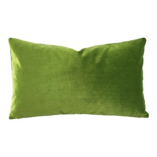 Light Moss Green Plush Velvet Lumbar Pillow Cover For Sale