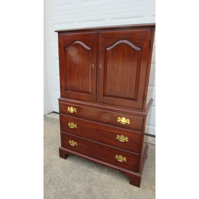 Henkel Harris 1980s Henkel Harris Cherry Armoire Wardrobe Designer For Sale - Image 4 of 10