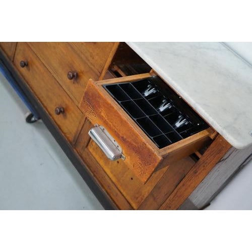 Large Antique Art Deco German Oak & Marble Chocolate Shop Counter, 1920s For Sale - Image 13 of 18