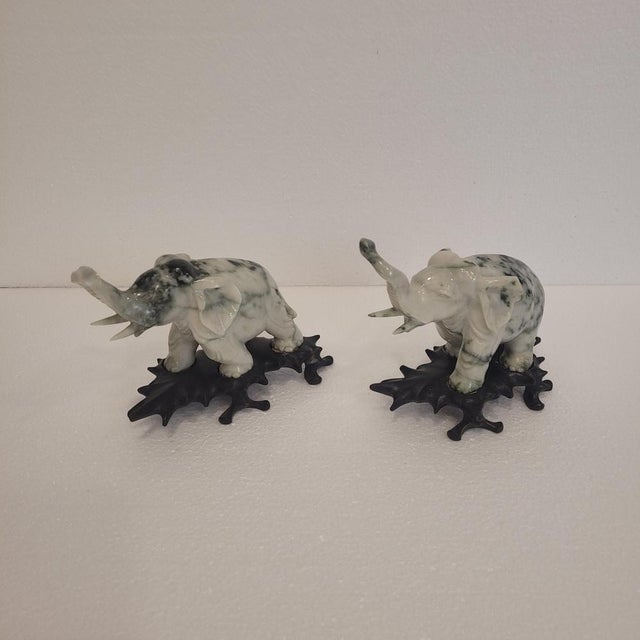 Black Vintage French Elephant Paperweights in Veined Marble, 1980s, Set of 2 For Sale - Image 8 of 18