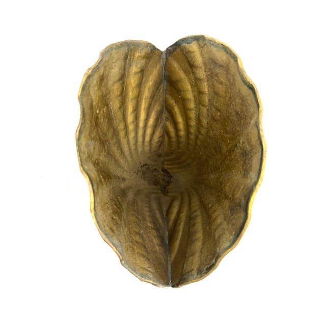 Metal Vintage Brass Clamshell Dish on Starfish Base – Coastal Hollywood Regency Decor For Sale - Image 7 of 8