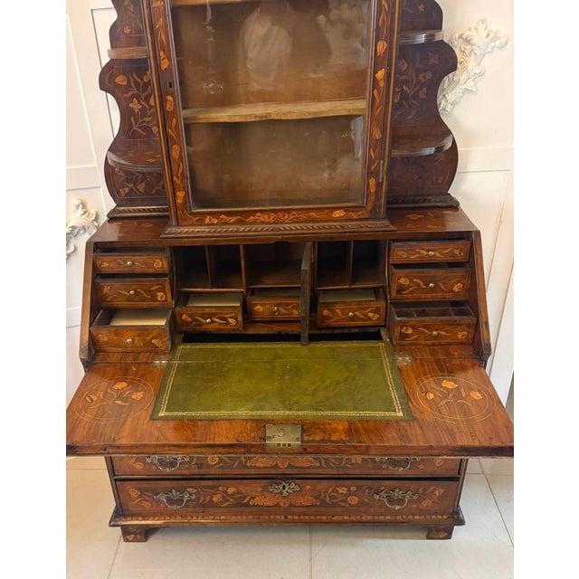 Antique Dutch Marquetry Walnut Bureau Bookcase, 1780 For Sale - Image 17 of 18