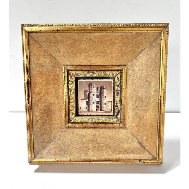 Gold Gilt Leather Picture Frame – Italian Style Textured Frame, Vintage Wall Decor For Sale - Image 4 of 7