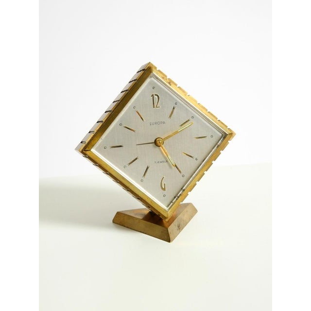 Cream Small Mechanical Brass Alarm Clock from Europa, 1960s For Sale - Image 8 of 18