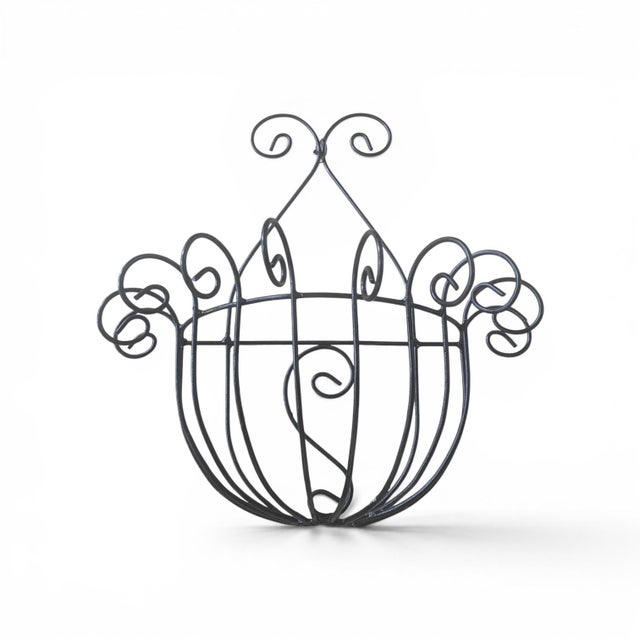 Vintage Wrought Iron Scrolled Wall Pocket Planter For Sale - Image 13 of 17