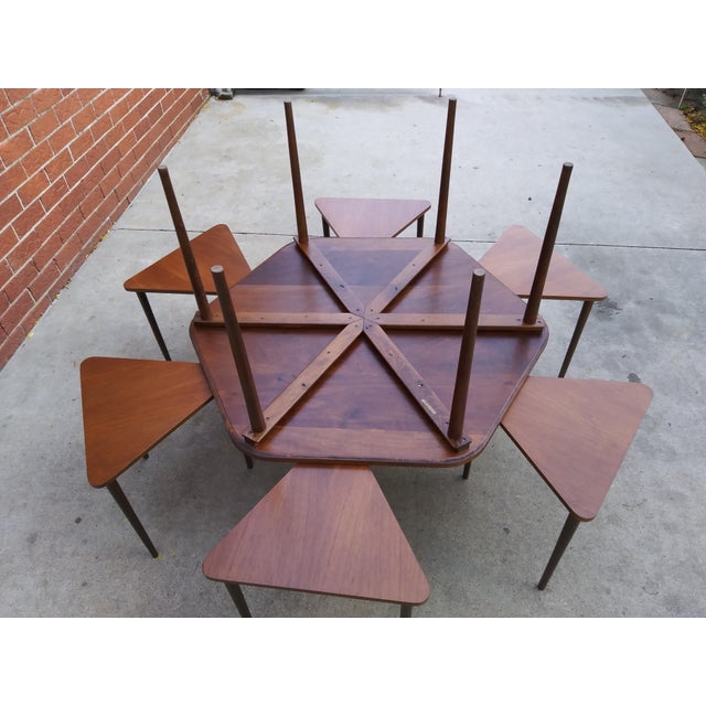 Rare Mid Century Modern Hexagon Coffee Table & Nesting Stacking Tables