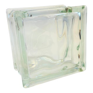 Vintage Frosted Flower Glass Block Vase For Sale