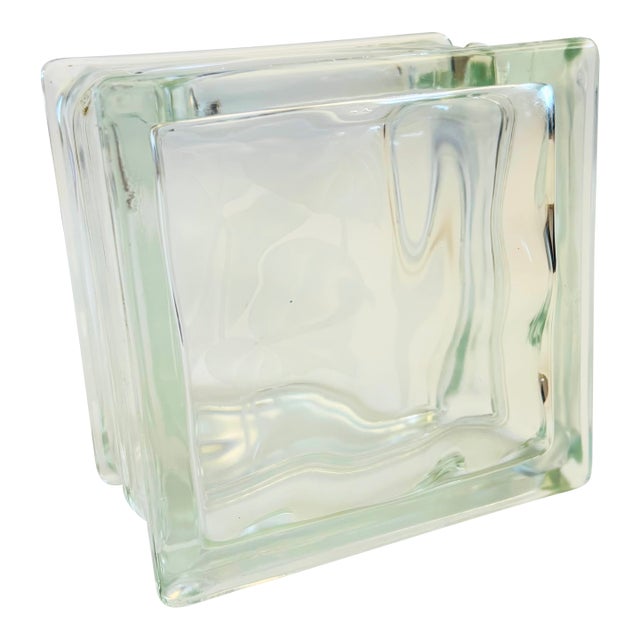Vintage Frosted Flower Glass Block Vase For Sale