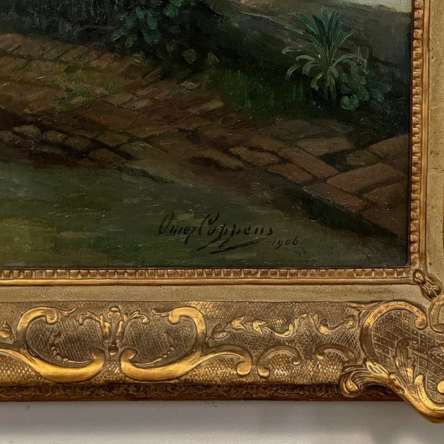 Antique Framed Oil Painting on Canvas by Omer Coppens (1864–1926) For Sale - Image 11 of 12