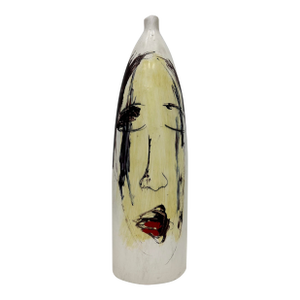 Huge Mexican Artist Yuri Zatarain Face Vase Painted on Both Sides, Oleo Series