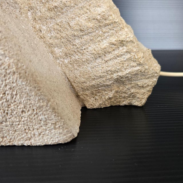 Beige Vintage Stone Pyramid Table Lamp, 1970s For Sale - Image 8 of 15