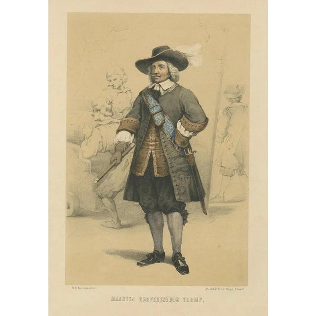 Maarten Harpertszoon Tromp, Dutch Admiral, 1800s, Lithograph For Sale - Image 5 of 10
