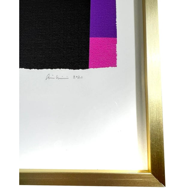 Abstract "Purple Yellow No.5" Abstract Geometric Artist Proof Giclée Print For Sale - Image 3 of 6