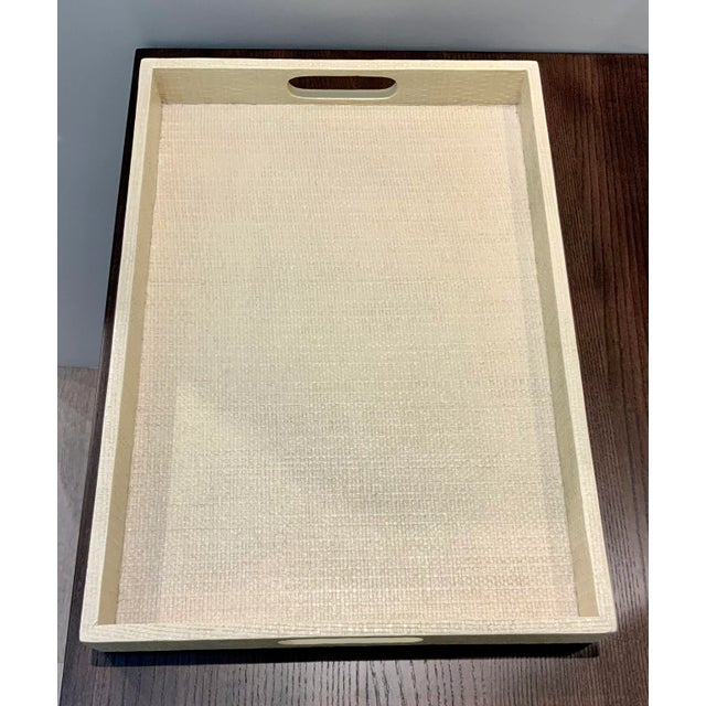 Stylish Made Goods Organic Modern Off-White Raffia Sutton Tray, showroom floor sample