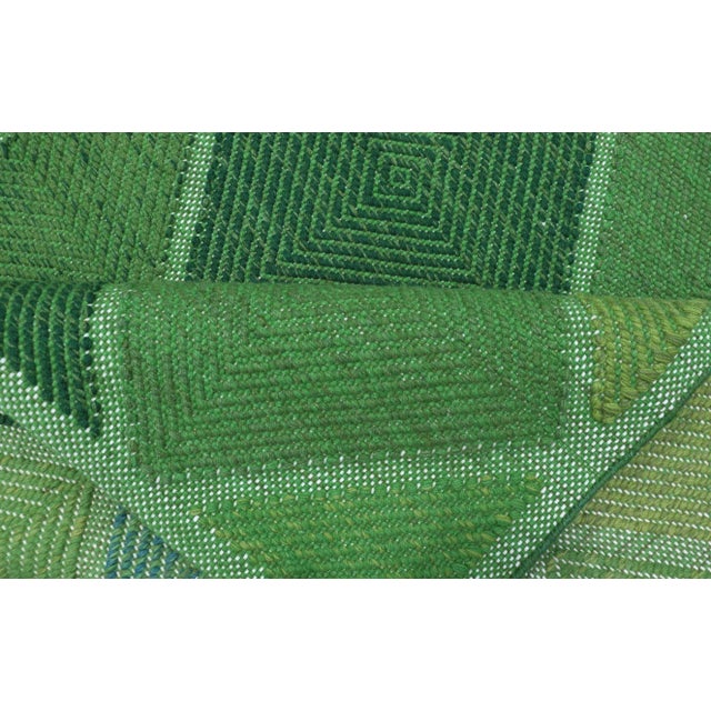 Scandinavian Flat Weave Rug With Geometric Patterns in Lush Greens 4'0 X 6'2 For Sale - Image 10 of 11