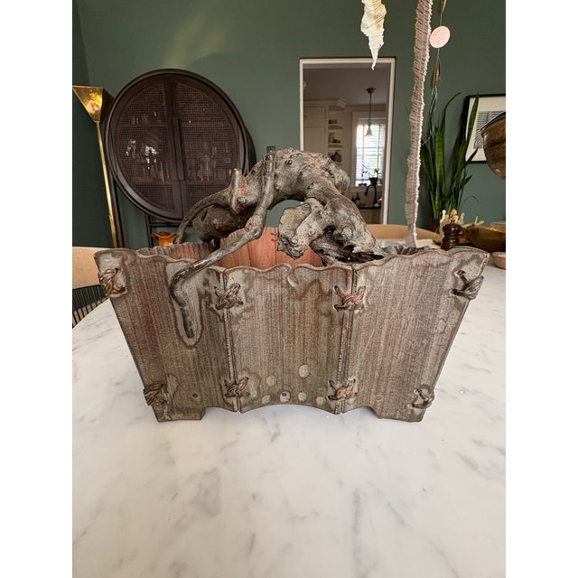 Japanese Ikebana Wabi-Sabi Bamboo Carved Basket For Sale - Image 10 of 15