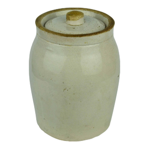 Antique Early 20th Century American Stoneware Pickle Crock With Lid