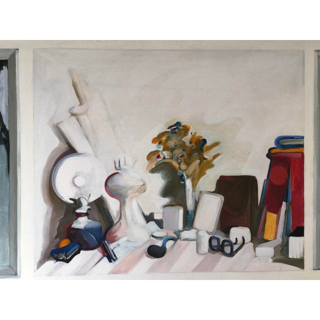 Mid-Century Modern Large Mid 20th Century Original Window View With Still Life Painting by Ellen Lanyon For Sale - Image 3 of 13