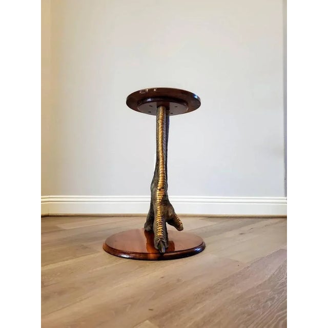 Brown Vintage Ostrich Taxidermy Pedestal Table For Sale - Image 8 of 11