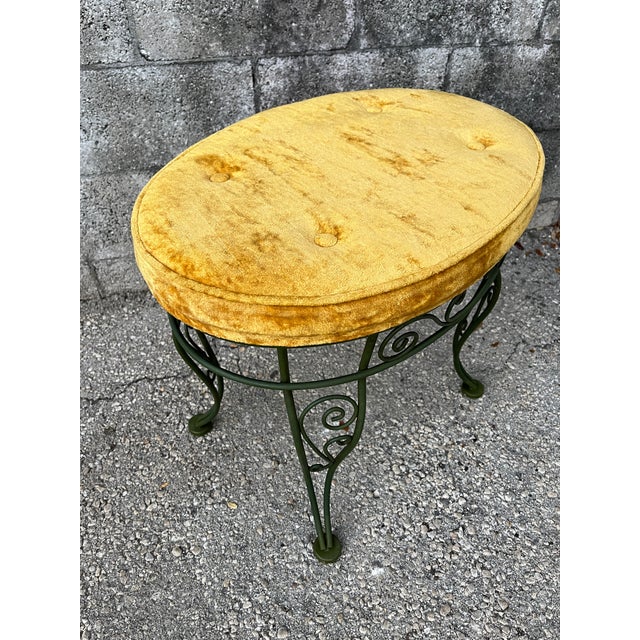 Gold Mid-Century Modern Wrought Iron Vanity Stool. Circa 1960s For Sale - Image 8 of 18