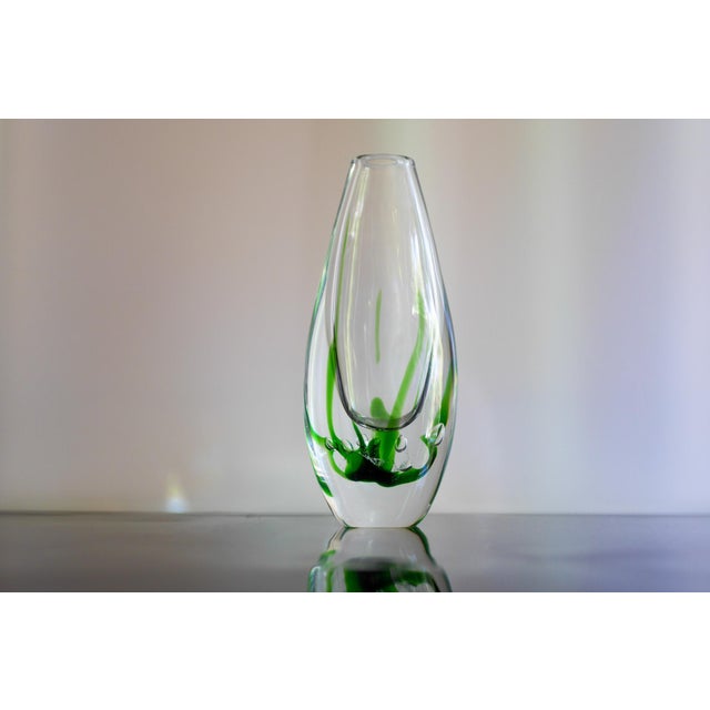 Lime Seaweed & Fish Vases by V. L. Kosta, Set of 2 For Sale - Image 8 of 16