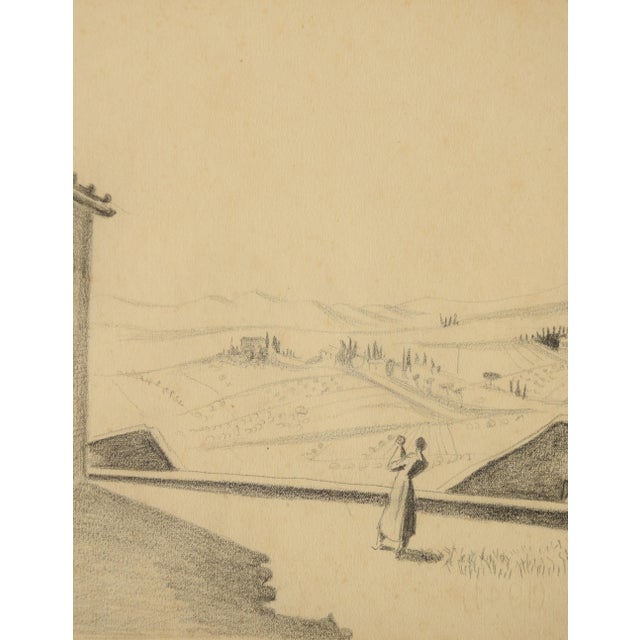 Richard Seewald, Mother & Child (San Gimignano, Tuscany), 1920s, Pencil and Handmade Paper, Framed For Sale - Image 6 of 12