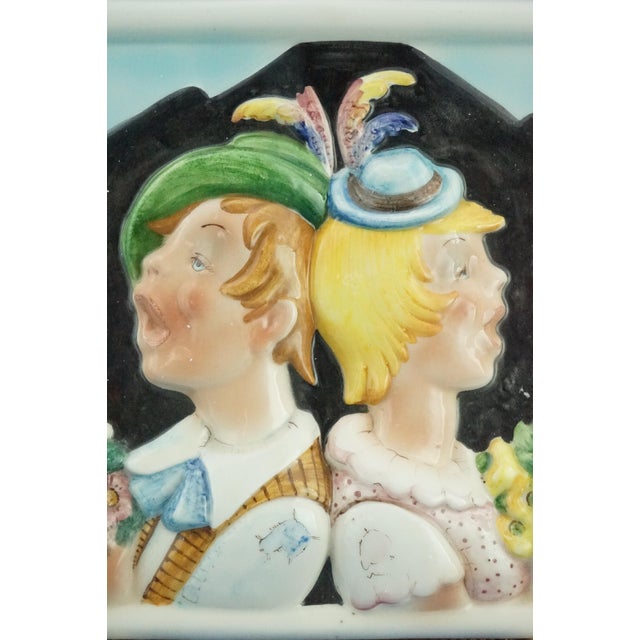 Vintage Art Deco Ceramic Plaque with Children in Bas-Relief, 1940s For Sale - Image 10 of 18