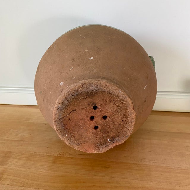 Ceramic Vintage Italian Painted Green Pottery Jug For Sale - Image 7 of 8