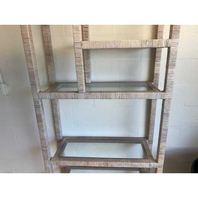 Palm Beach Whitewashed Rattan Etagere For Sale - Image 9 of 18