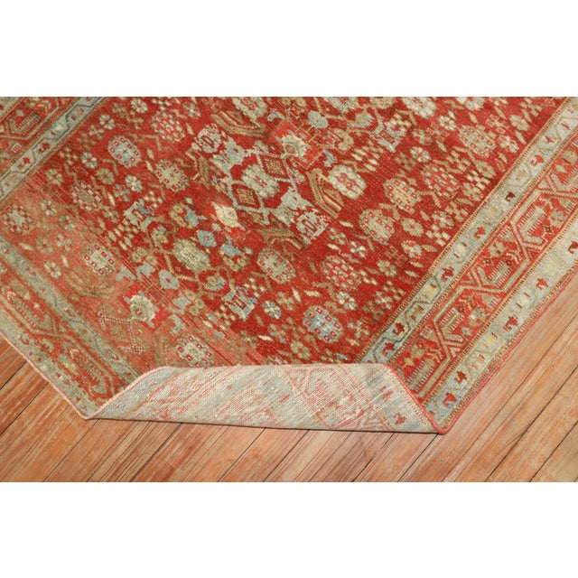 Persian Zabihi Collection Red Persian Malayer Small Size Square Rug For Sale - Image 3 of 9