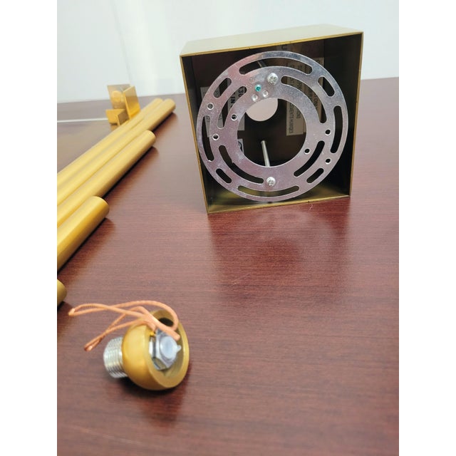 1990s Hudson Valley Lighting “Achilles 4132” Large 3‑Light Pendant — Acrylic & Brass For Sale - Image 6 of 10
