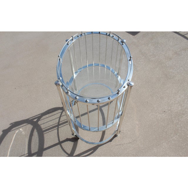 Mid-Century Modern Bar Cart Silver Plate Oval For Sale - Image 13 of 18