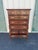 Brown 1980s Davis Cabinet Co Queen Anne Cherry Flat Top Highboy Chest of Drawers For Sale - Image 8 of 12