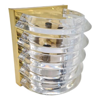 Prometeusz Wall Lamp in Brass with Transparent Acrylic Elements, Poland, 1980s For Sale