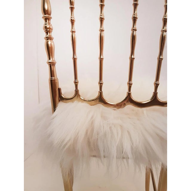 Italian Iceland Wool Upholstery & Massive Brass Chair by Chiavari For Sale - Image 9 of 13