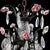 This vintage five-light chandelier, dating to approximately 1940, features an ebonized iron frame adorned with delicate...