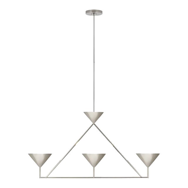 Paloma Contreras for Visual Comfort Signature Orsay Medium 3-Light Linear Chandelier in Polished Nickel For Sale