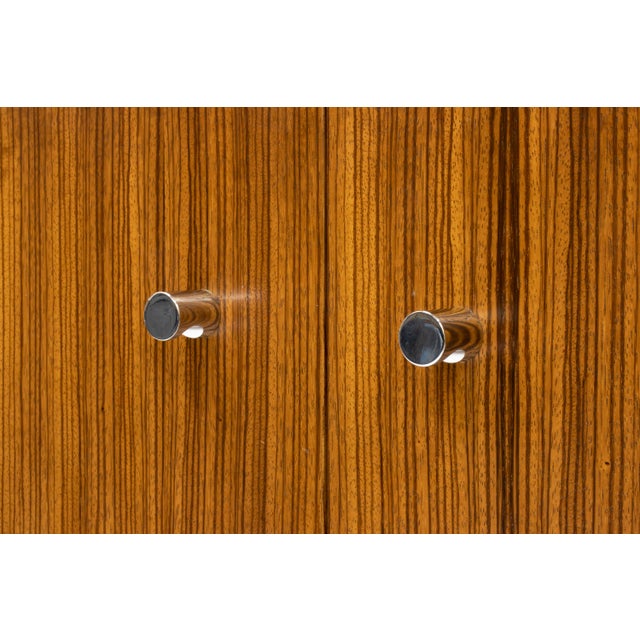 Wood Pair of Vintage Mid Century Zebrawood and Chrome Cabinets by Milo Baughman For Sale - Image 7 of 15