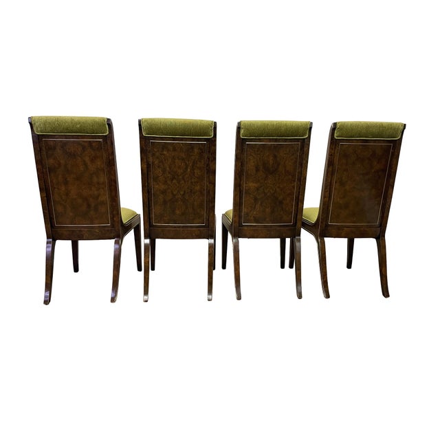 Olive Mastercraft-Attributed Burl Wood & Brass Dining Chairs, Set of 6, 1970s For Sale - Image 8 of 18
