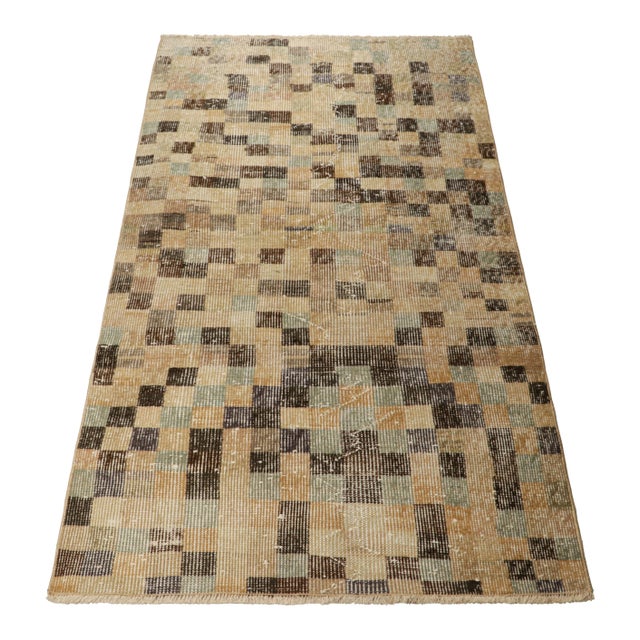 Rug & Kilim Vintage Zeki Müren Rug With Polychromatic Cubist Patterns, From Rug & Kilim For Sale - Image 4 of 7