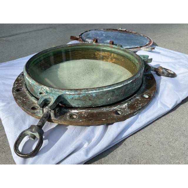 Antique American Bronze Ship’s Porthole For Sale - Image 11 of 12