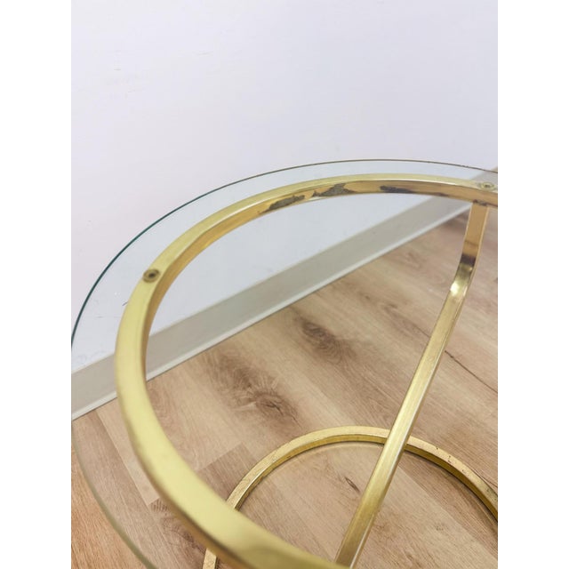 Round Brass Angular End Table Milo Baughman Style Postmodern Vintage MCM For Sale - Image 9 of 9