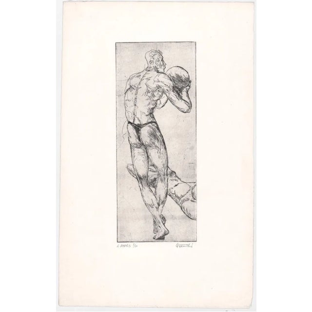 Figurative Auguste Jean Gaudin Athletes Nude Etching For Sale - Image 3 of 4