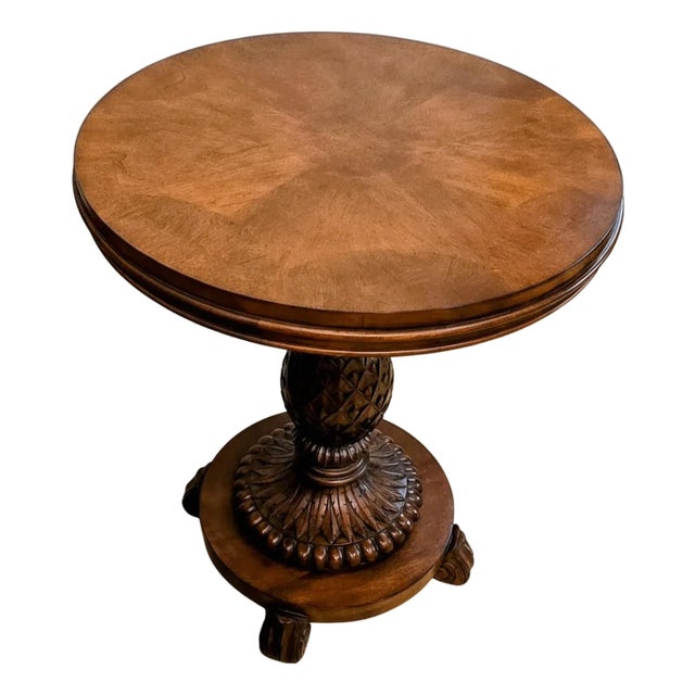 1980s Ethan Allen Pineapple Pedestal Accent Table – Old World Treasures For Sale