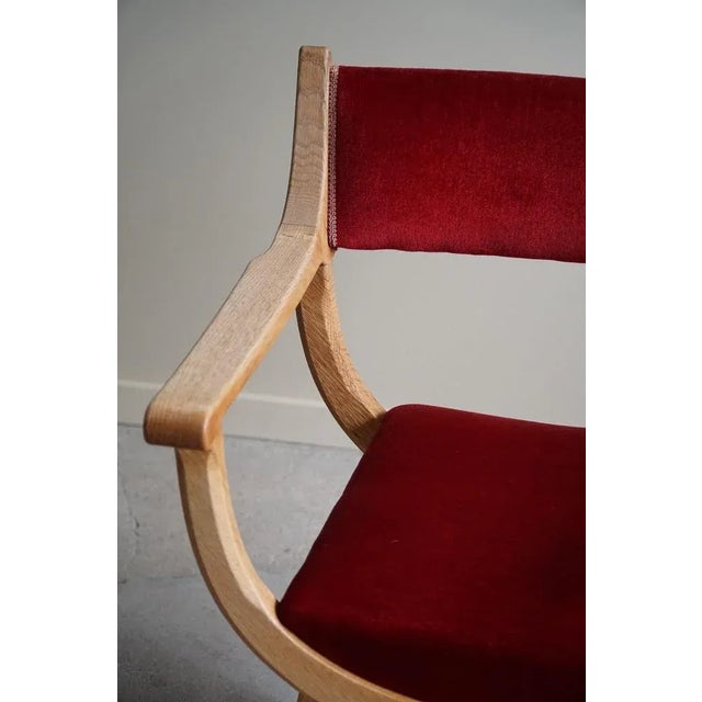Gold Mid-Century Armchair in Oak & Velvet Model Kurul attributed to Henning Kjærnulf, 1960s For Sale - Image 8 of 13
