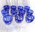 This is a set of eleven matching blue cut to clear wine glasses or stemware glasses. There are no markings on any of the...