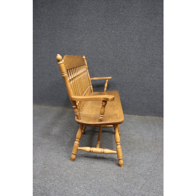Wood Solid Oak Spindle Back Bench For Sale - Image 7 of 12