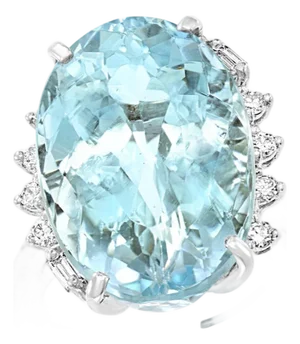 25 Carat Natural Aquamarine and Diamond Cocktail Ring 18 Karat Gold, Estate